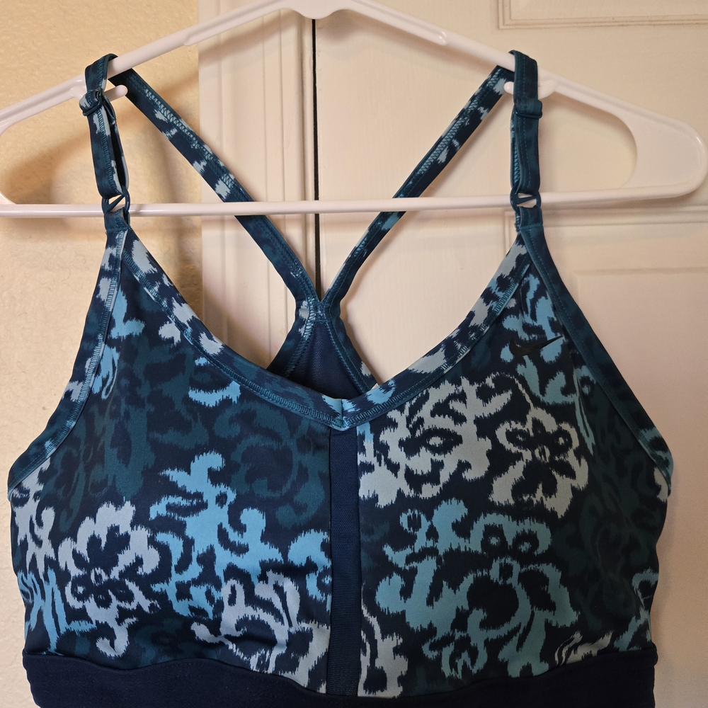 Nike Teal and Navy Patterned Sports Bra